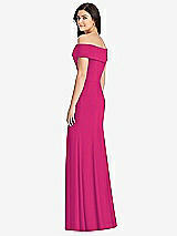 Rear View Thumbnail - Think Pink Cuffed Off-the-Shoulder Trumpet Gown