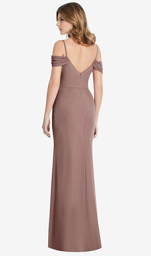 Back View - Sienna Off-the-Shoulder Chiffon Trumpet Gown with Front Slit