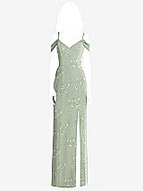 Front View Thumbnail - Vintage Primrose Sage Off-the-Shoulder Chiffon Trumpet Gown with Front Slit