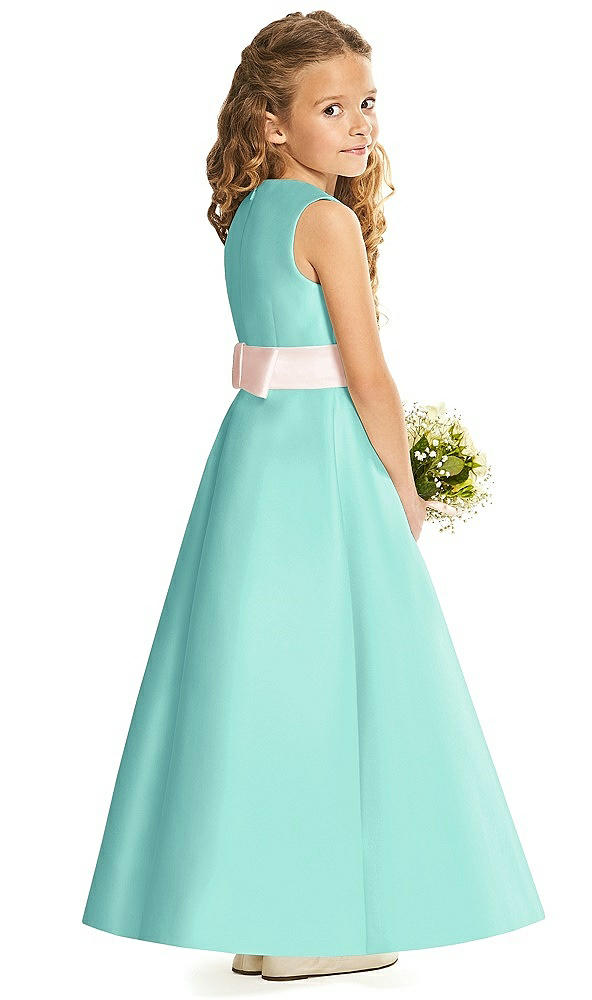 Back View - Coastal & Blush Flower Girl Dress FL4062