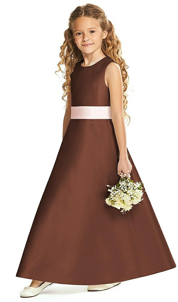 Front View - Cognac & Blush Flower Girl Dress FL4062