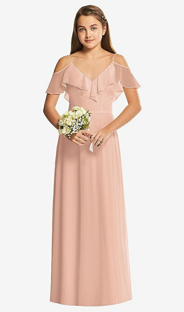 Front View - Pale Peach Dessy Collection Junior Bridesmaid Dress JR548