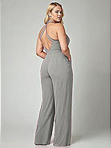 Alt View 2 Thumbnail - Chelsea Gray V-Neck Backless Pleated Front Jumpsuit
