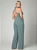 Alt View 2 Thumbnail - Icelandic V-Neck Backless Pleated Front Jumpsuit