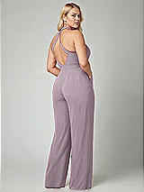 Alt View 2 Thumbnail - Lilac Dusk V-Neck Backless Pleated Front Jumpsuit