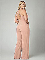 Alt View 2 Thumbnail - Pale Peach V-Neck Backless Pleated Front Jumpsuit