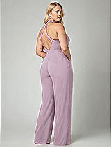 Alt View 2 Thumbnail - Suede Rose V-Neck Backless Pleated Front Jumpsuit