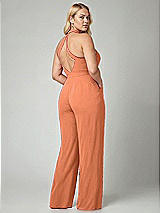 Alt View 2 Thumbnail - Sweet Melon V-Neck Backless Pleated Front Jumpsuit