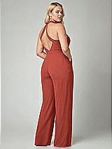 Alt View 2 Thumbnail - Amber Sunset V-Neck Backless Pleated Front Jumpsuit