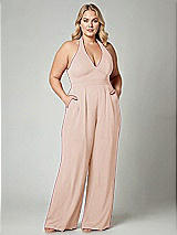 Alt View 1 Thumbnail - Cameo V-Neck Backless Pleated Front Jumpsuit