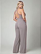 Alt View 2 Thumbnail - Cashmere Gray V-Neck Backless Pleated Front Jumpsuit