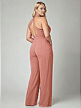 Alt View 2 Thumbnail - Desert Rose V-Neck Backless Pleated Front Jumpsuit