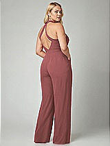 Alt View 2 Thumbnail - English Rose V-Neck Backless Pleated Front Jumpsuit
