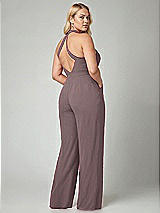 Alt View 2 Thumbnail - French Truffle V-Neck Backless Pleated Front Jumpsuit