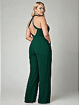 Alt View 2 Thumbnail - Hunter Green V-Neck Backless Pleated Front Jumpsuit