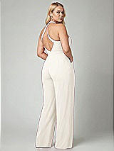 Alt View 2 Thumbnail - Ivory V-Neck Backless Pleated Front Jumpsuit
