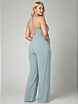 Alt View 2 Thumbnail - Morning Sky V-Neck Backless Pleated Front Jumpsuit