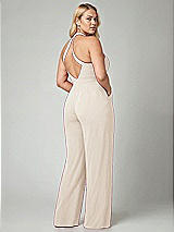 Alt View 2 Thumbnail - Oat V-Neck Backless Pleated Front Jumpsuit