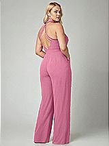 Alt View 2 Thumbnail - Orchid Pink V-Neck Backless Pleated Front Jumpsuit