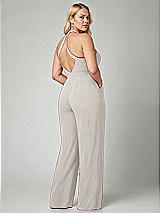 Alt View 2 Thumbnail - Oyster V-Neck Backless Pleated Front Jumpsuit
