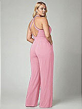 Alt View 2 Thumbnail - Peony Pink V-Neck Backless Pleated Front Jumpsuit