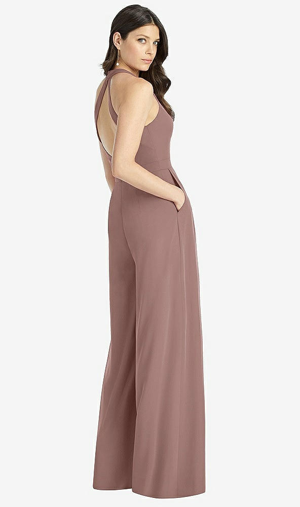 Back View - Sienna V-Neck Backless Pleated Front Jumpsuit