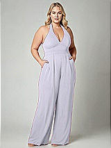 Alt View 1 Thumbnail - Silver Dove V-Neck Backless Pleated Front Jumpsuit