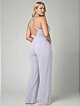 Alt View 2 Thumbnail - Silver Dove V-Neck Backless Pleated Front Jumpsuit