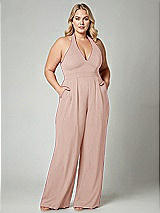 Alt View 1 Thumbnail - Toasted Sugar V-Neck Backless Pleated Front Jumpsuit