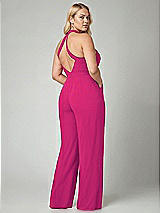 Alt View 2 Thumbnail - Think Pink V-Neck Backless Pleated Front Jumpsuit