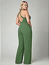 Alt View 2 Thumbnail - Vineyard Green V-Neck Backless Pleated Front Jumpsuit