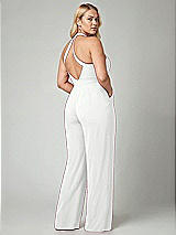 Alt View 2 Thumbnail - White V-Neck Backless Pleated Front Jumpsuit