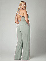 Alt View 2 Thumbnail - Willow Green V-Neck Backless Pleated Front Jumpsuit
