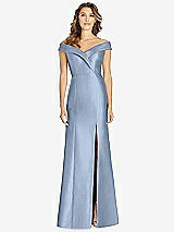 Front View Thumbnail - Cloudy Off-the-Shoulder Cuff Trumpet Gown with Front Slit