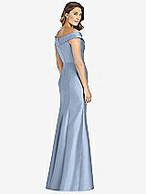 Rear View Thumbnail - Cloudy Off-the-Shoulder Cuff Trumpet Gown with Front Slit
