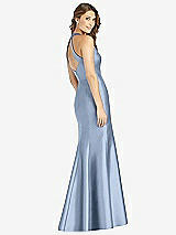 Rear View Thumbnail - Cloudy V-Neck Halter Satin Trumpet Gown