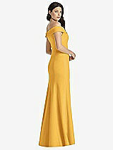 Rear View Thumbnail - NYC Yellow Off-the-Shoulder Notch Trumpet Gown with Front Slit