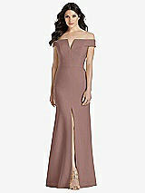 Front View Thumbnail - Sienna Off-the-Shoulder Notch Trumpet Gown with Front Slit