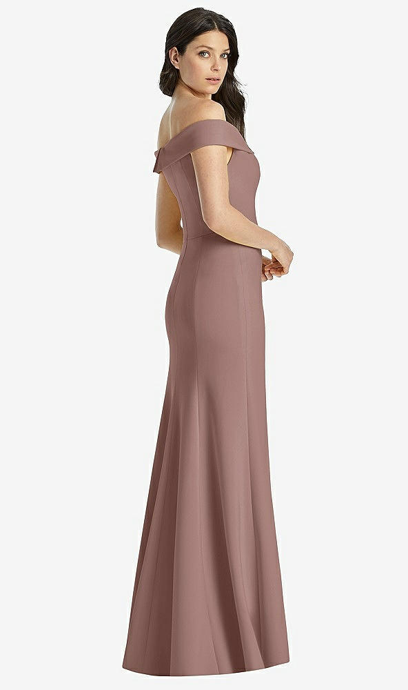 Back View - Sienna Off-the-Shoulder Notch Trumpet Gown with Front Slit