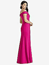 Rear View Thumbnail - Think Pink Off-the-Shoulder Notch Trumpet Gown with Front Slit
