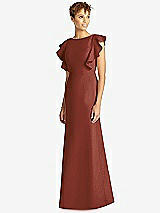 Front View Thumbnail - Auburn Moon Ruffle Cap Sleeve Open-back Trumpet Gown