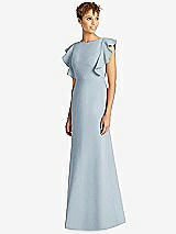 Front View Thumbnail - Mist Ruffle Cap Sleeve Open-back Trumpet Gown