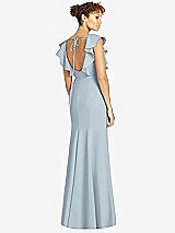 Rear View Thumbnail - Mist Ruffle Cap Sleeve Open-back Trumpet Gown