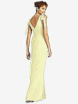 Rear View Thumbnail - Butter Yellow Bow-Shoulder Sleeveless Deep V-Back Mermaid Dress