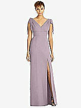 Front View Thumbnail - Lilac Dusk Bow-Shoulder Sleeveless Deep V-Back Mermaid Dress