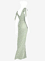 Rear View Thumbnail - Vintage Primrose Sage Bow-Shoulder Sleeveless Deep V-Back Mermaid Dress