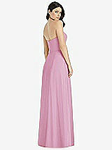 Rear View Thumbnail - Powder Pink Strapless Notch Chiffon Maxi Dress
