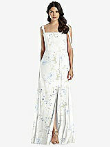 Front View Thumbnail - Bleu Garden Tie-Shoulder Chiffon Maxi Dress with Front Slit