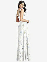 Rear View Thumbnail - Bleu Garden Tie-Shoulder Chiffon Maxi Dress with Front Slit