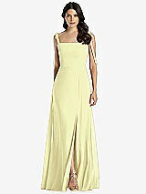 Front View Thumbnail - Butter Yellow Tie-Shoulder Chiffon Maxi Dress with Front Slit